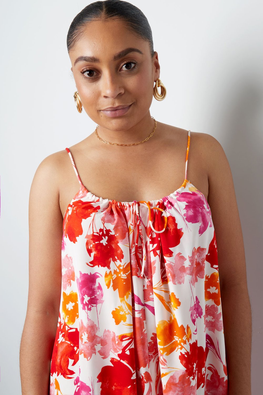 Kleid Blumendruck - rosa/orange h5Bild4